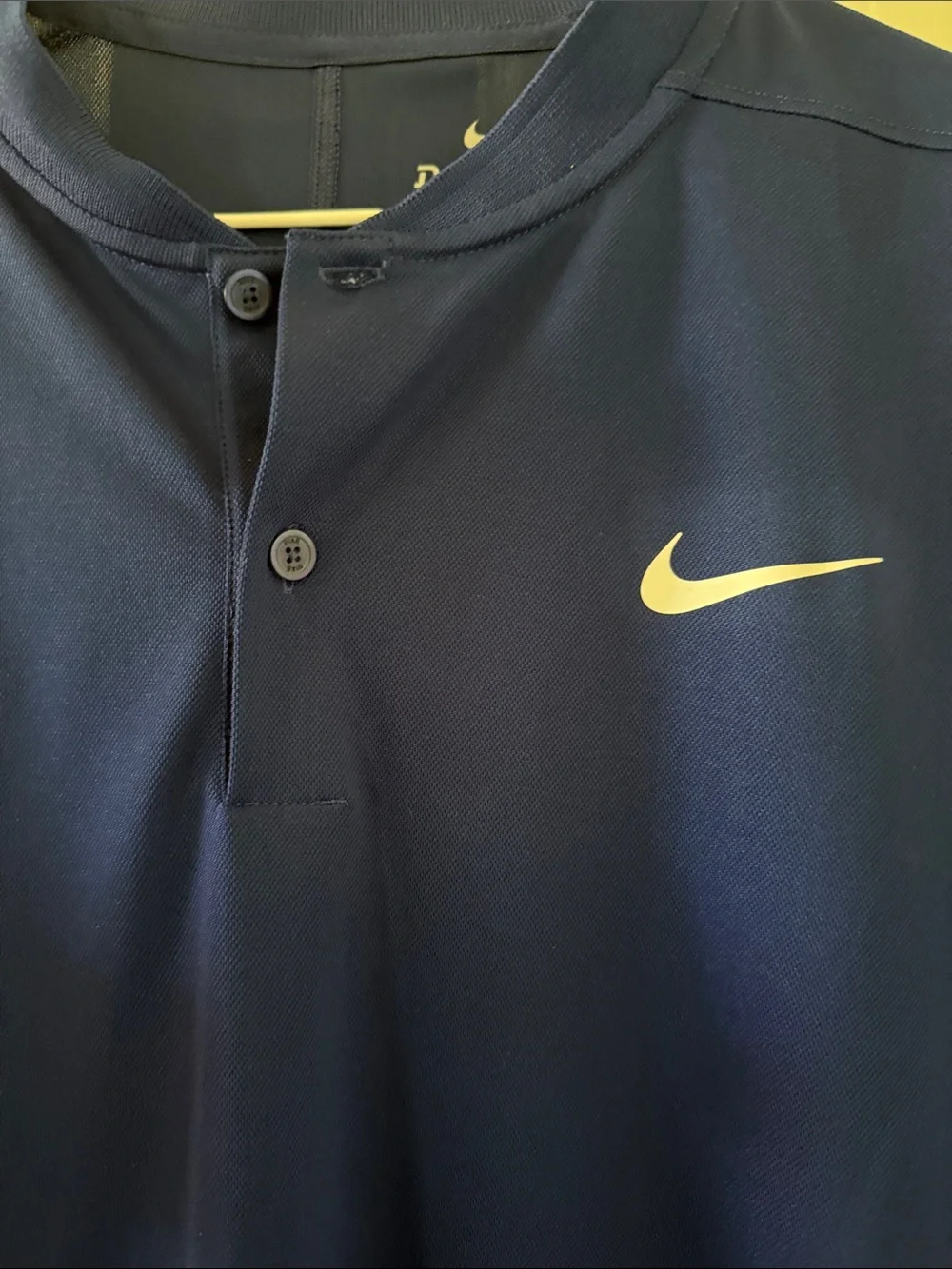Nike Men’s Royal Blue Dri-FIT Henley Golf Polo with Swoosh